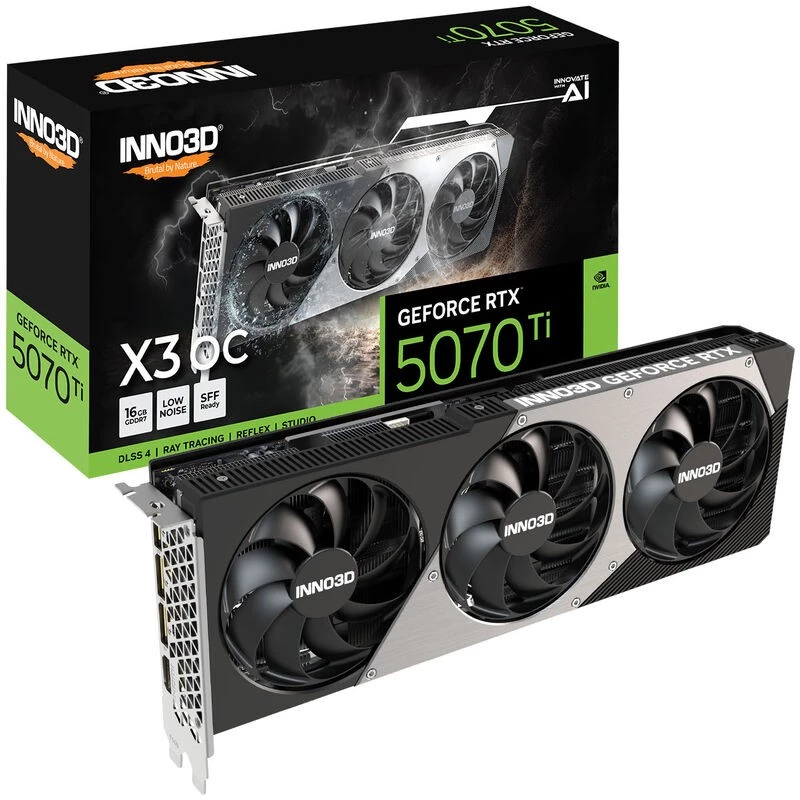 Grafikkarte Inno3D GeForce RTX 5070 Ti — 16 GB GDDR7, PCIe 5.0, 256-Bit, 3x DisplayPort 2.1b + HDMI 2.1b