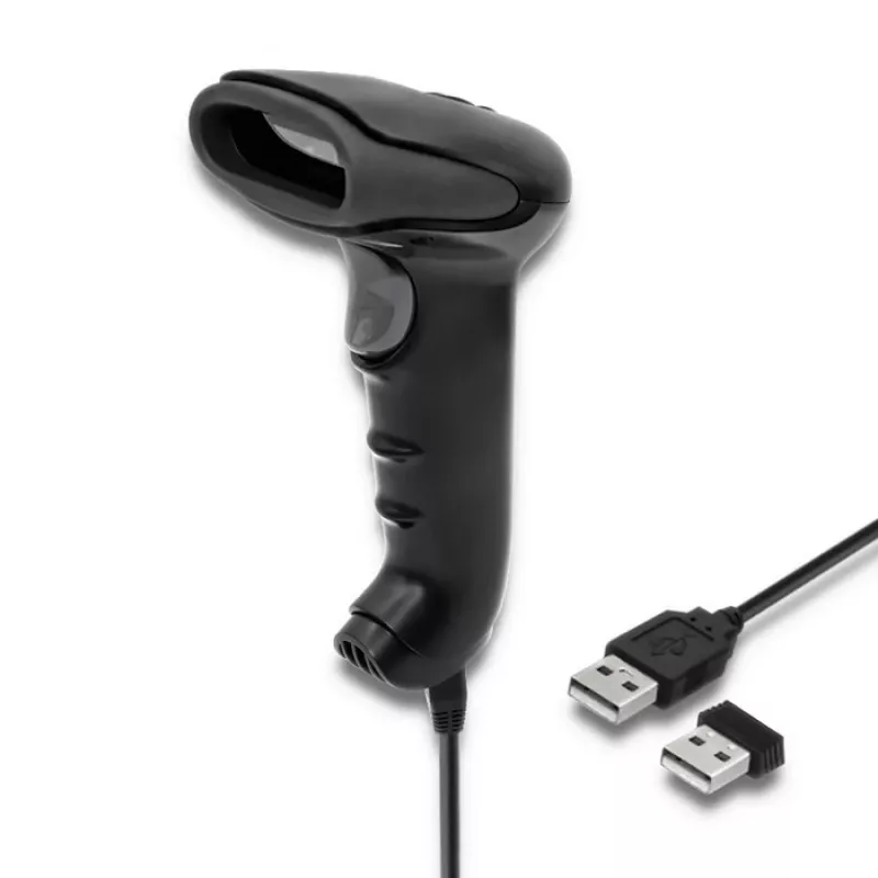 Hand-Barcodeleser QOLTEC 50868 — 1D/2D-Laserscanner, USB kabelgebunden & kabellos, Arbeitsabstand 600 mm, schwarz