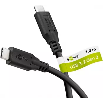 Kabel USB-C auf USB-C 3.2 Gen2, 10 Gbit/s, 1m, schwarz, Power Delivery 3.0, 100W, 4K, 60Hz