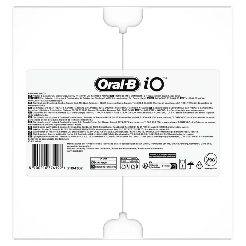Oral-B IO Series Radiant Weiß Schwarz Original Bürstenköpfe zur Zahnaufhellung 8