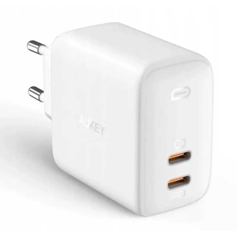 Wandladegerät Aukey PA-B4 2x USB Weiß GaN – kompaktes USB-Netzteil mit zwei USB-Anschlüssen