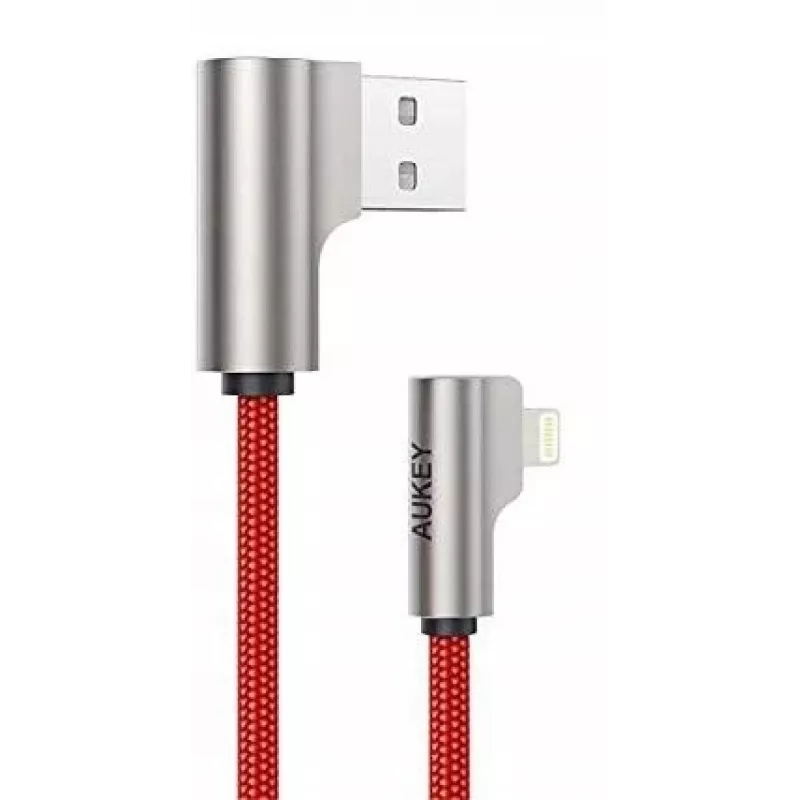 USB-auf-Lightning-Kabel Aukey CB-AL01 Rot – Nylongeflecht, Lightning-Stecker für Apple-Geräte