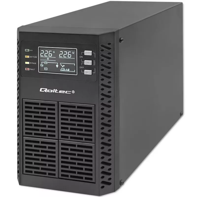Qoltec USV unterbrechungsfreie Stromversorgung | 1kVA | 1000W | Leistungsfaktor 1,0 | LCD | EPO | USB | Online