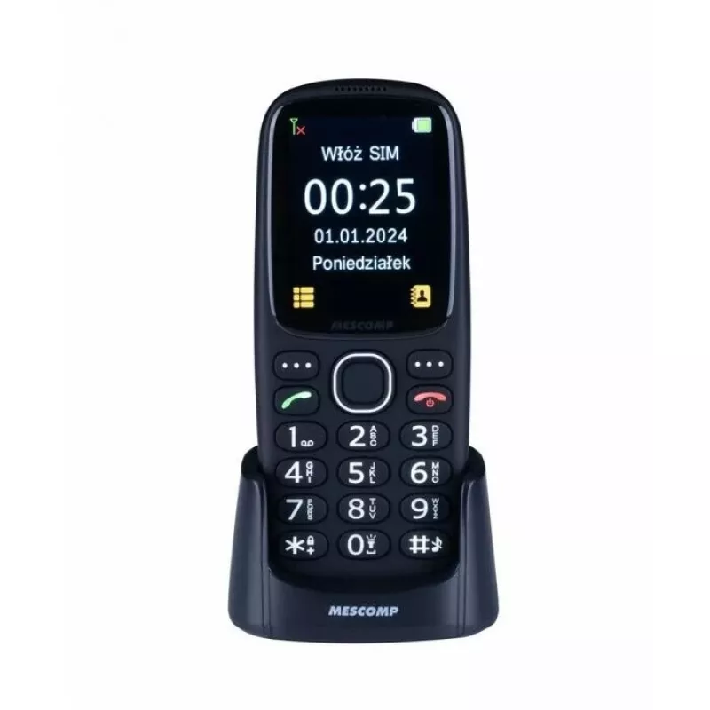 Mobiltelefon Mescomp MT-166 Edgar, Elegant, für Senioren, 4G, Schwarz