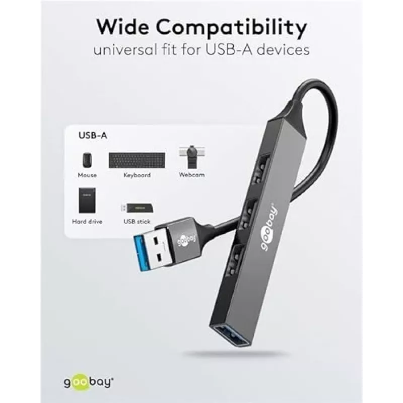 Goobay USB Hub 74456 Type-A 5000 Mbit/s Hellgrau