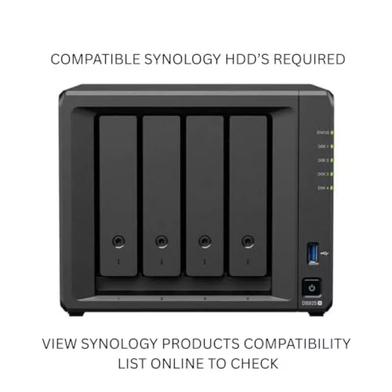 Synology DiskStation DS925+ NAS/Storage-Server Ryzen Embedded V1500B 4 GB DDR4 0 TB Schwarz