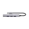 USB-Hub Unitek H1208A — 4 Ports (1 × USB 3.2 Gen 1 Typ-A, 3 × USB 2.0), Aluminiumgehäuse, grau, 0,20 m Kabel