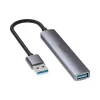 USB-Hub Unitek H1208A — 4 Ports (1 × USB 3.2 Gen 1 Typ-A, 3 × USB 2.0), Aluminiumgehäuse, grau, 0,20 m Kabel