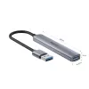 USB-Hub Unitek H1208A — 4 Ports (1 × USB 3.2 Gen 1 Typ-A, 3 × USB 2.0), Aluminiumgehäuse, grau, 0,20 m Kabel