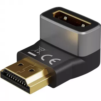 Goobay 72011 HDMI™ Winkeladapter 270° Vertikal, 8K @ 60 Hz, vergoldet, Schwarz, Silber | Goobay