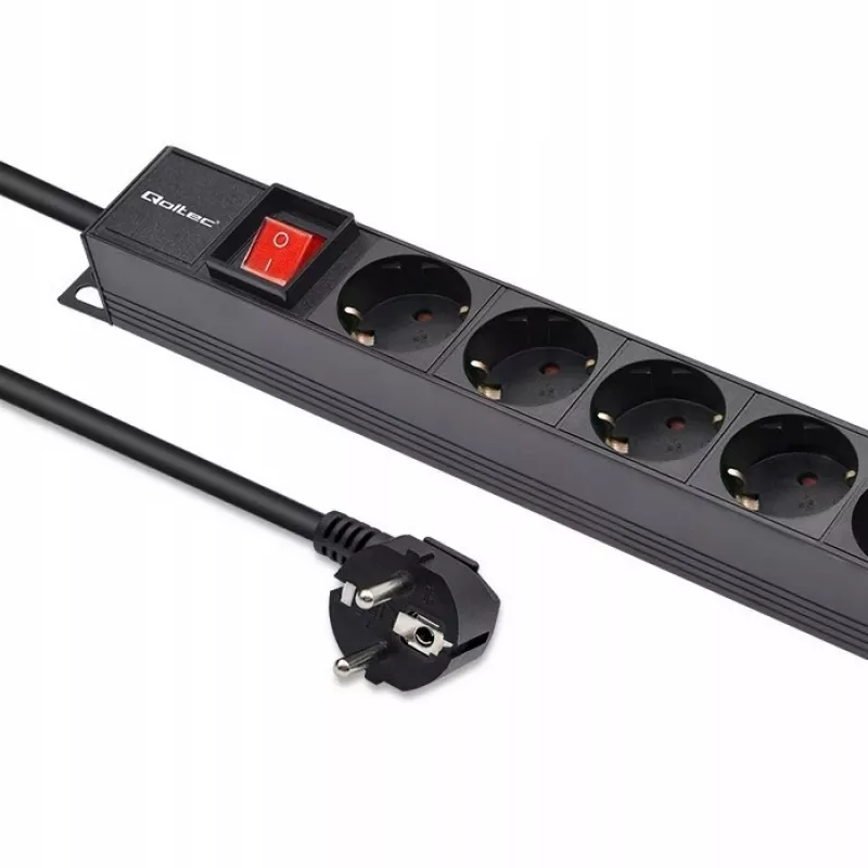 Qoltec Aluminium-PDU für RACK | 16A | 16 x Schuko | Vertikal | 1,8 m