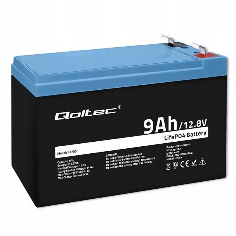 Batterie LiFePO4 Lithium Iron Phosphate 12.8V 9Ah 115.2Wh