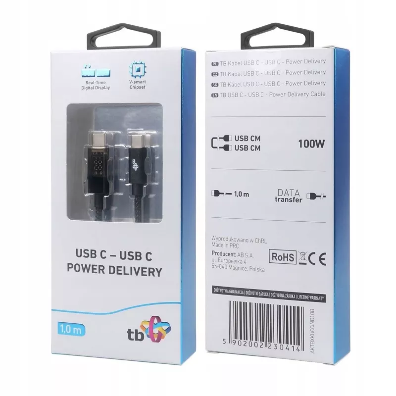 USB-C-Kabel TB AKTBXKUCCIND10B 1 m 100 W mit LED-Ladeanzeige