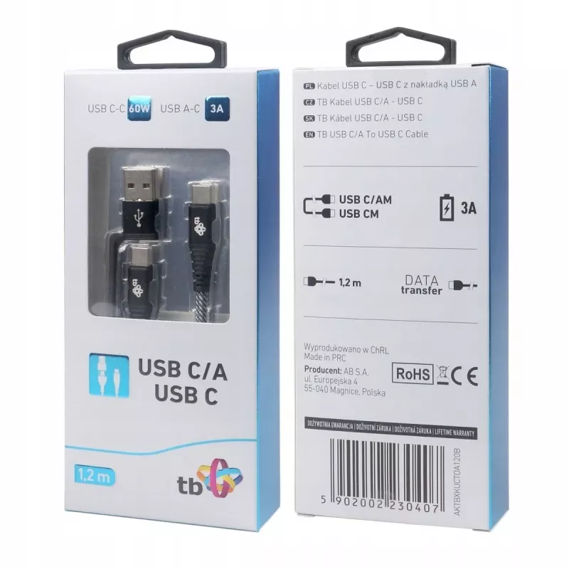 USB-A-auf-C-Kabel TB AKTBXKUCTOA120B 1,2 m, schwarz