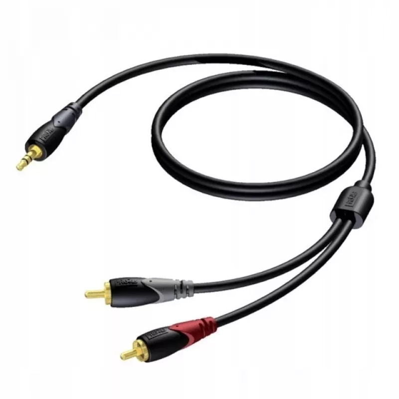 3,5 mm Klinkenstecker stereo auf 2x RCA/Cinch-Stecker Audiokabel Procab 1KPCL049 5 m