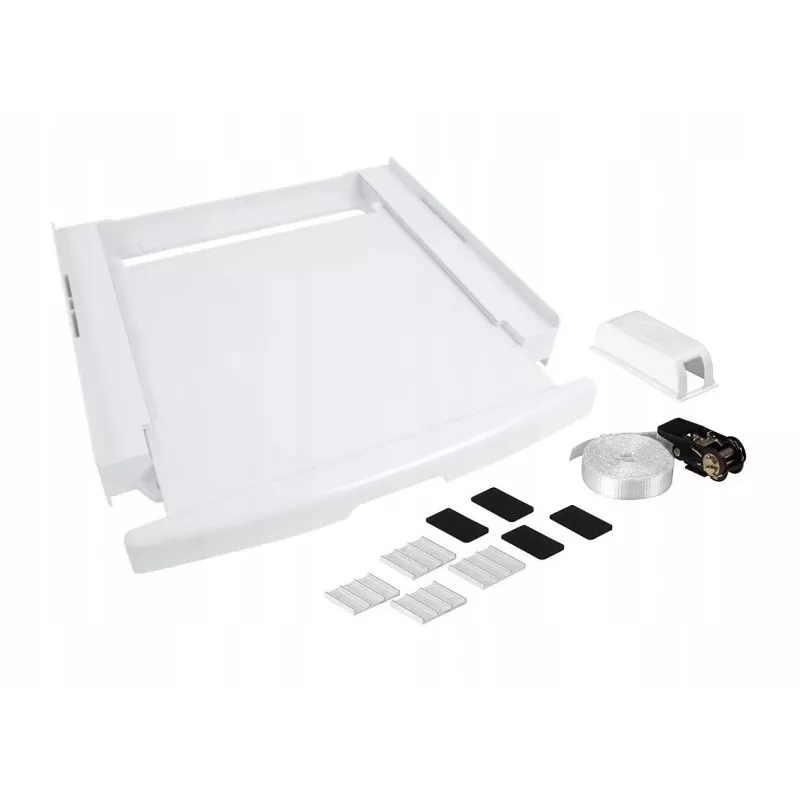 Stapelset-Verbinder WHIRLPOOL C00855467 für 60 x 60 cm Waschmaschine und Wäscheständer, ausziehbare Ablage, Gurt und Antirutsch-Pads