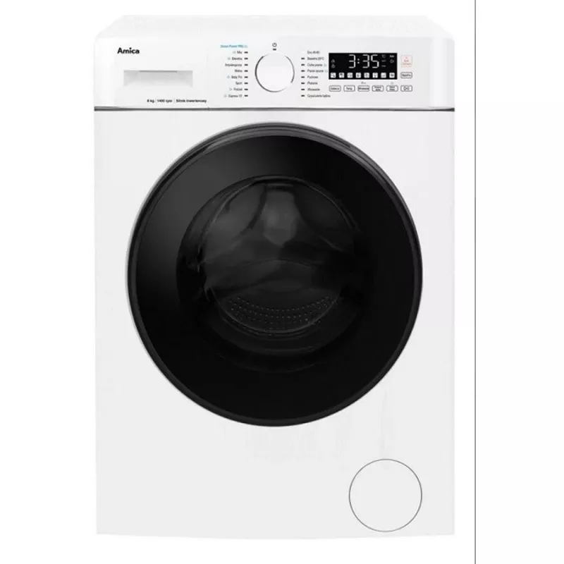Waschmaschine Amica Kapazität 8 kg, Energieklasse A, 1400 U/min, 16 Programme, Weiß