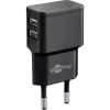 Wentronic goobay Dual-USB-Ladegerät - Netzteil - 12 Watt - 2,4 A - 2 Ausgangsanschlüsse (USB) - Schwarz (44951)