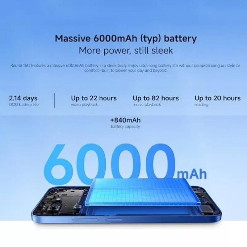 Smartphone Xiaomi Redmi 15C 6,9 Zoll 4 GB RAM 128 GB Speicher Blau, Helio G81-Ultra, 6000 mAh, IP64
