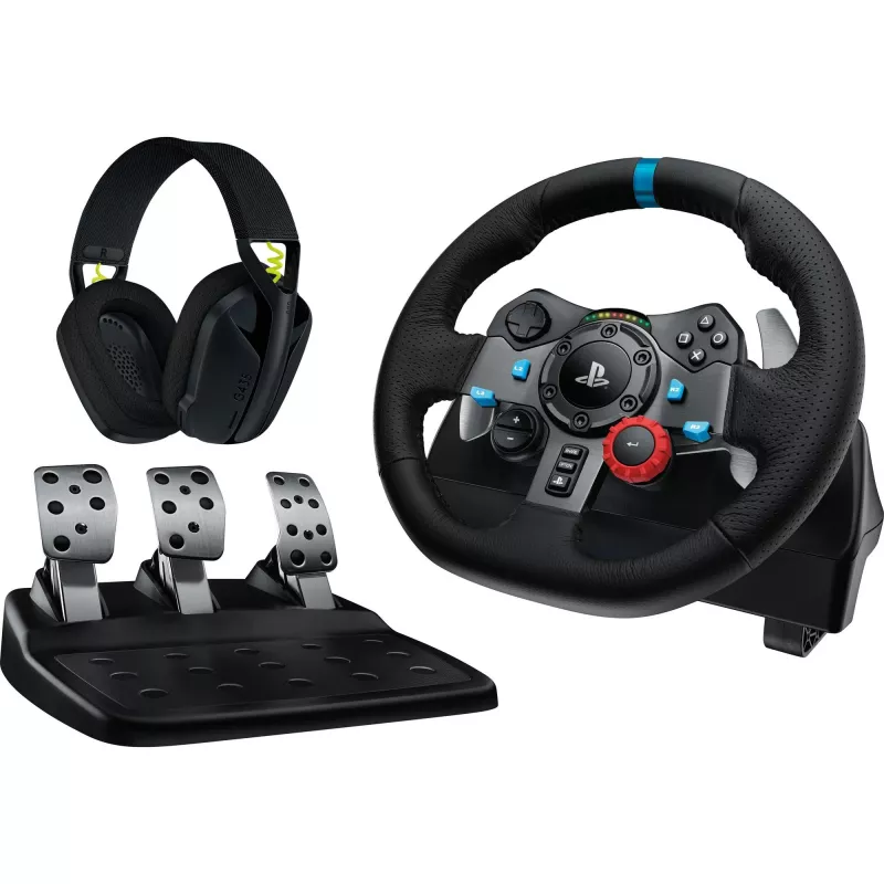 LOGITECH G29 EU + G435 Black Gaming Controller Aluminium Black USB Lenkrad + Pedale + Headset PC