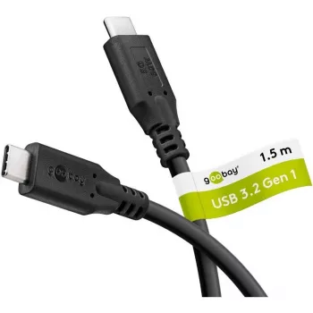 Goobay USB-Kabel C, USB 3.2, 60 W, 5 Gbit/s, Power Delivery, 1,5 m (1,50 m, USB 3.2 Gen 1, 60 W), USB-Kabel