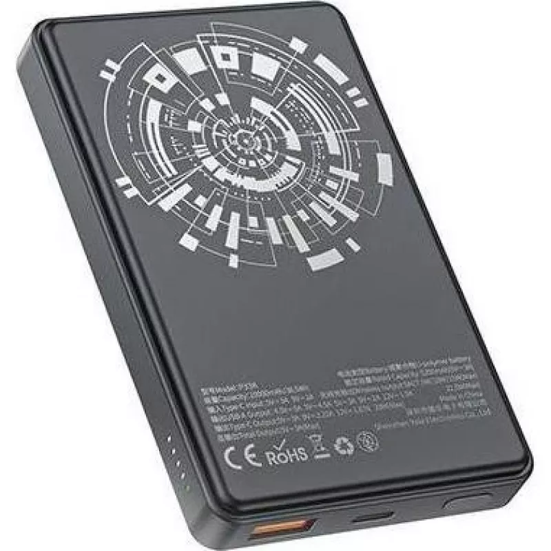 Awei PowerBank MagSafe P33K 10000mAh 22.5W Schwarz/Schwarz (10000mAh, 22W, 15Wh), Powerbank, Schwarz