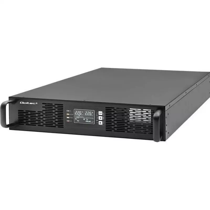 Qoltec USV AWARYJNY DO RACK 3KVA 3000W Leistungsfaktor 1.0 LCD EPO USB on-LINE (3VA, 3000W, Doppelwandlungs-Online-USV), USV