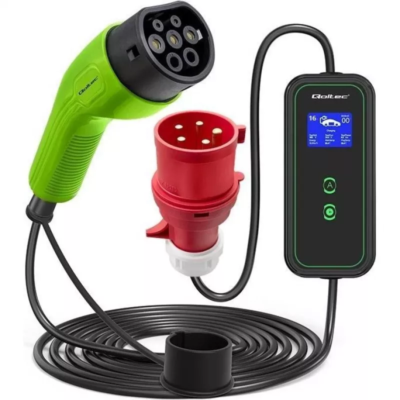 Elektroauto-Ladegerät QOLTEC 52478 11 kW Typ-2-Stecker 5 m Kabel