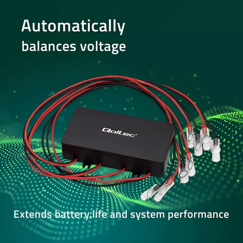 Spannungsausgleicher QOLTEC 51098 für 48V-Systeme — 4×12V Batterieausgleicher