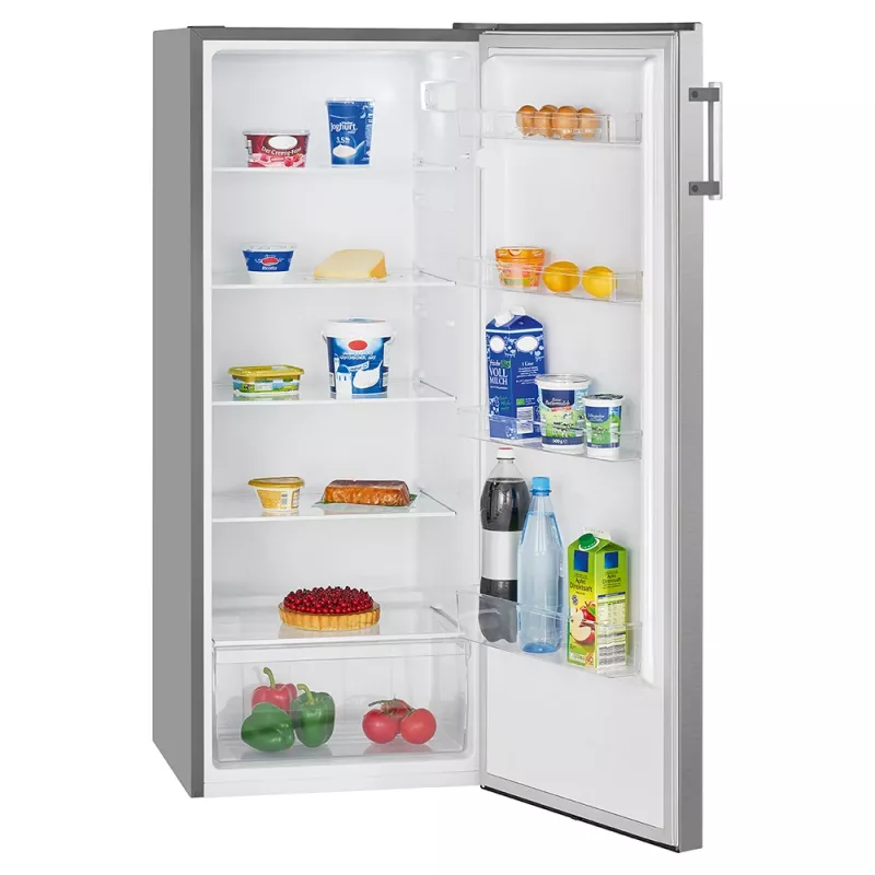 Freistehender Kühlschrank BOMANN VS 7316 IX, 242 L, Edelstahl, Energieklasse E, 5 Glaseinlegeböden