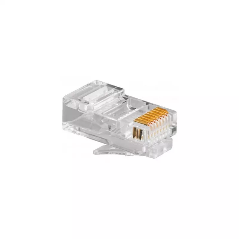 RJ45-Stecker GEMBIRD PLUG3UP6/100, Cat5, gerader Stecker, transparent, vergoldete Kontakte, 100er-Pack