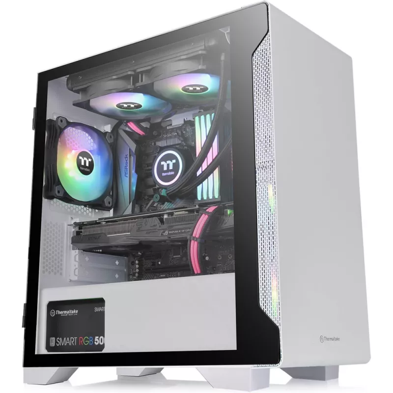 PC-Gehäuse Thermaltake S100 Tempered Glass Snow Edition Micro Tower Weiß