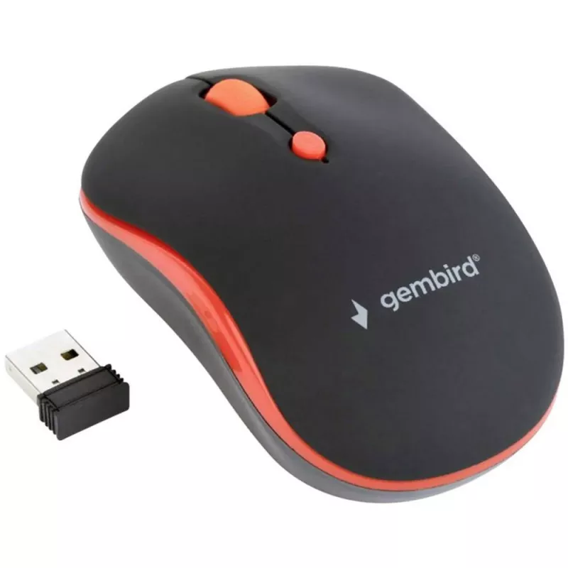 GEMBIRD MUSW-4B-03-R Kabellose optische Maus MUSW-4B-03-R 1600 DPI nano USB Schwarz-Rot