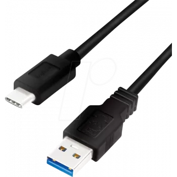 Logilink - USB-Kabel - USB Typ A (W) zu USB-C (M) - USB 3.2 Gen 1 - 3 A - 1 m - Schwarz (CU0168)