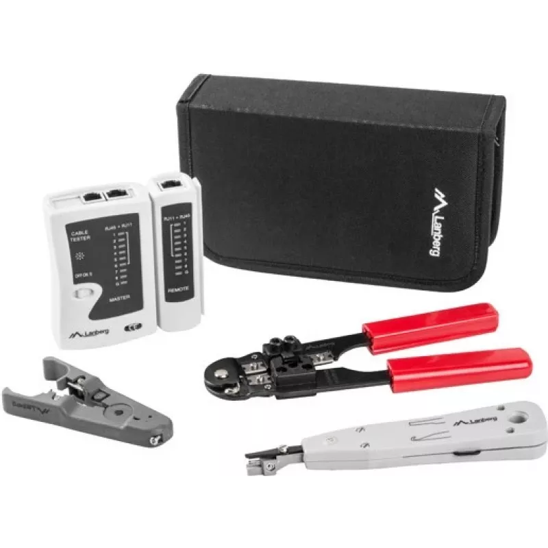 LANBERG Netzwerk-Werkzeugset Tester Abisolierer Crimpzange NT-0301 – RJ-12-Stecker-Unterstützung