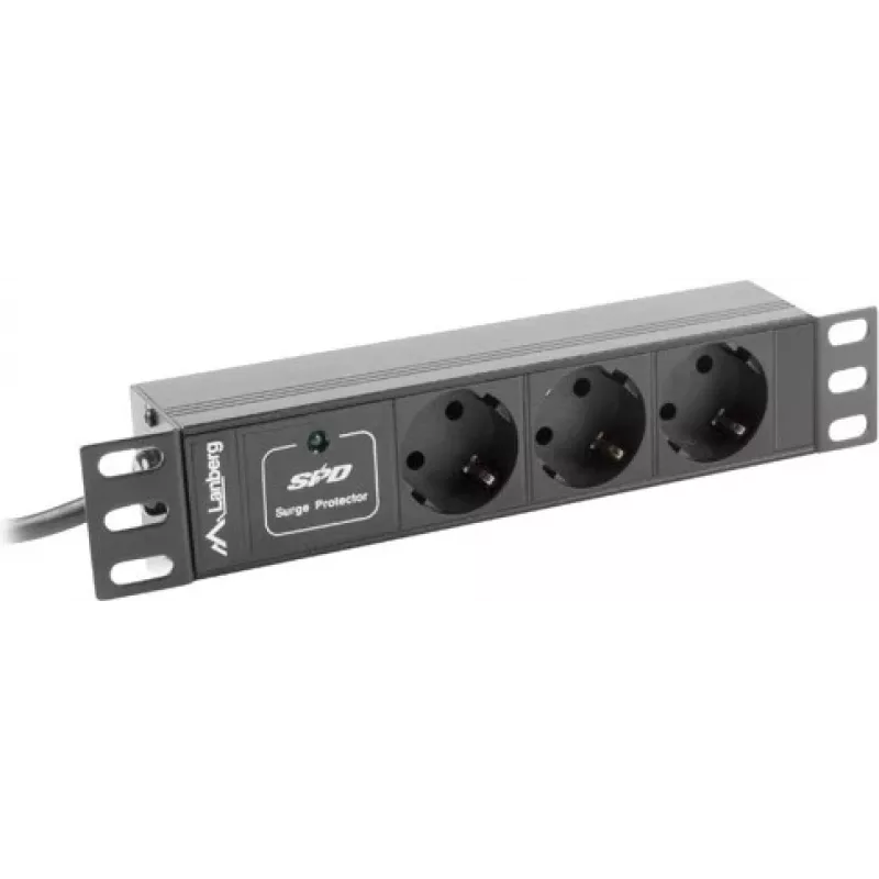 Lanberg PDU-03F-0200-BK Stromverteilereinheit (PDU) 1U Schwarz 3 AC-Outputs (PDU-03E-0200-IEC-BK)