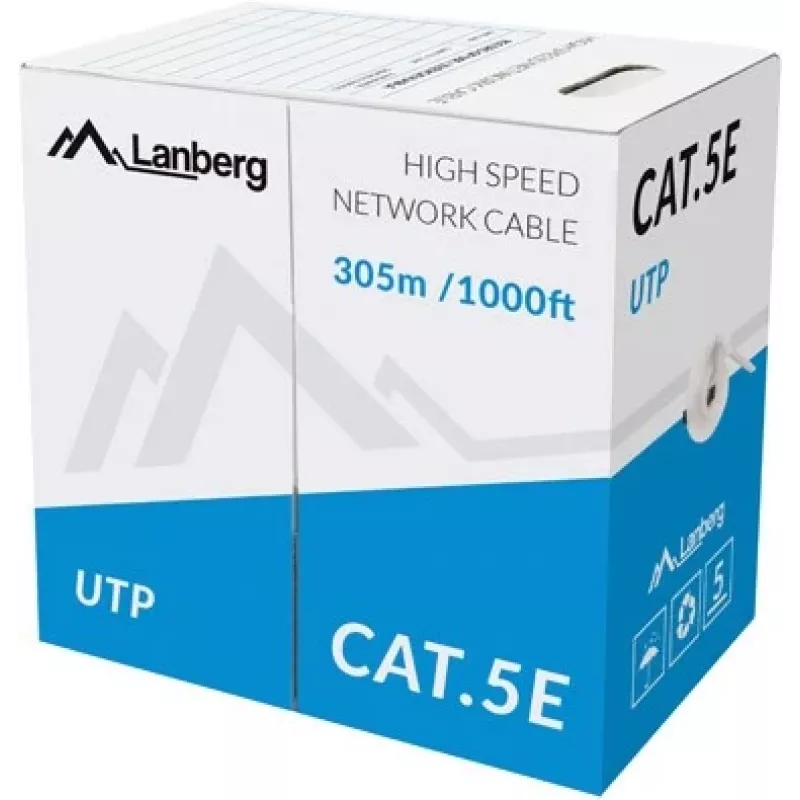 LANBERG Netzwerkkabel U/UTP Cat5e LCU5-10CC-0305-S, 305 m, CCA-Leiter, 24 AWG, grau