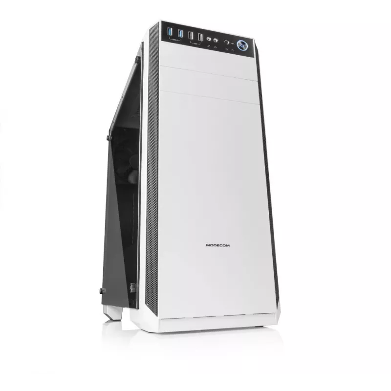 PC-Gehäuse MODECOM Oberon Pro Midi Tower, gehärtetes Glas, microATX/ATX, 7 Steckplätze, 395 mm GPU, 2x3,5 Zoll + 3x2,5 Zoll Schächte, USB 3.2 Gen1