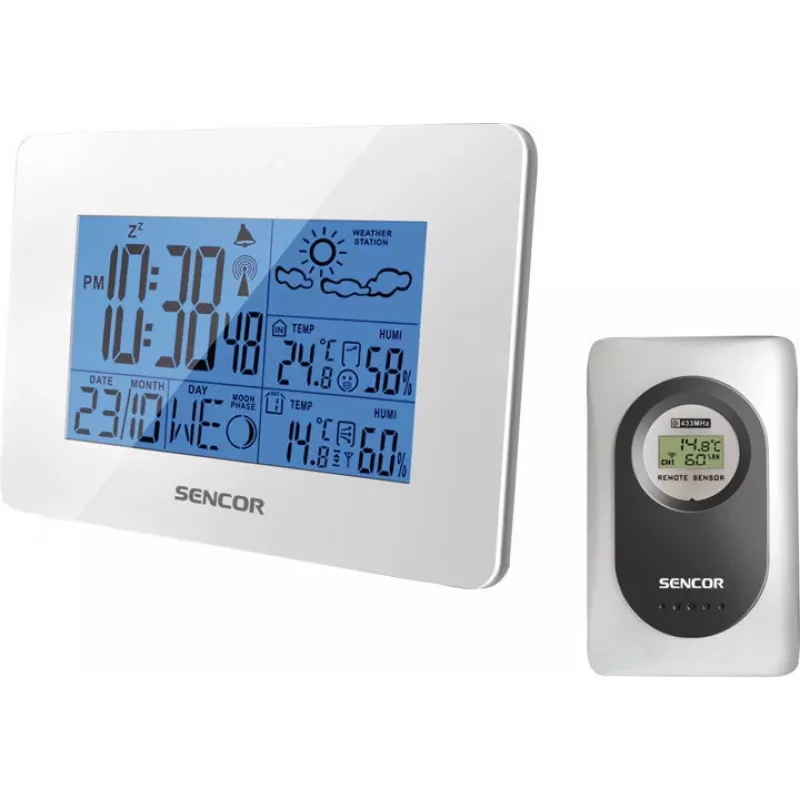 Sencor SWS 50/51 WH Wetterstation mit Funksensor, Weiß