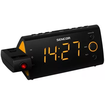 Uhrenradio SENCOR SRC 330 OR — FM-Uhrenradio mit 1,2-Zoll-LED-Display, Dual-Alarm, roter 180°-Projektion, Innentemperatur, Batteriepufferung