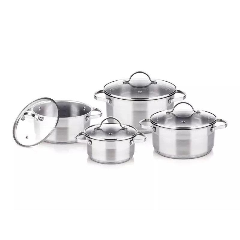 Kochtopfset LAMART LTSSSET8 – Edelstahl-Kochset, 4-teilig, Kochtöpfe 1,5 L / 2,1 L / 2,9 L, Glasdeckel