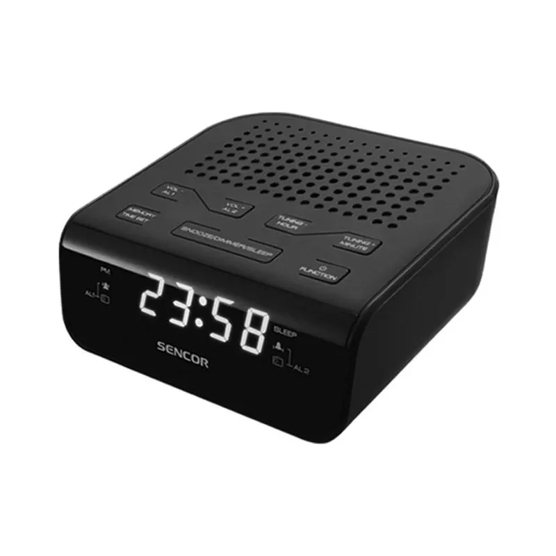 Uhrenradio SENCOR SRC 136 B — PLL FM, 0,6 Zoll LED, Dual-Alarm, Schlummerfunktion, Batterie-Backup, schwarz