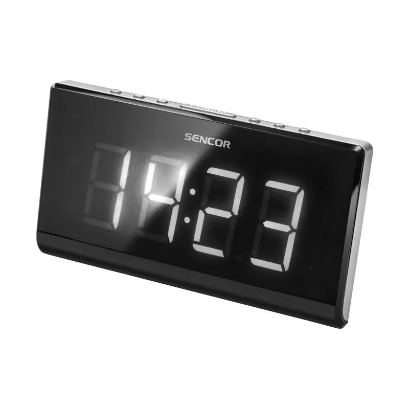 Uhrenradio SENCOR SRC 340 — FM-Uhrenradio mit 1,8 Zoll weißem LED-Display, roter 180°-Projektion, Dual-Alarm, 10 FM-Senderspeichern, Batterie-Backup