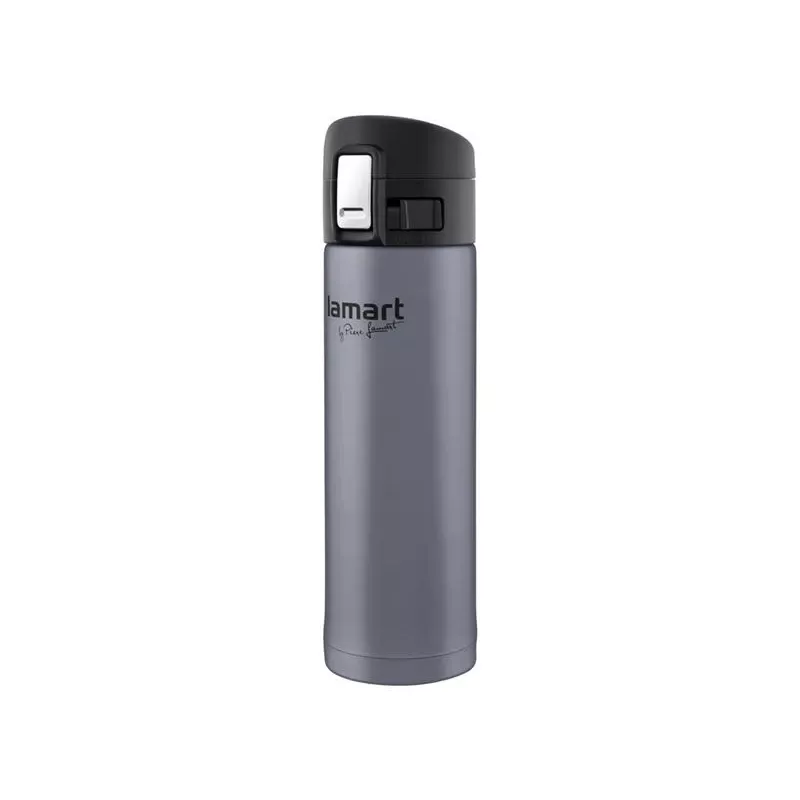 Thermobecher LAMART LT4044 0,42 L Edelstahl doppelwandig vakuumisoliert, Druckknopfdeckel, Ø 6,4 cm