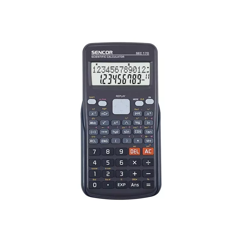 Wissenschaftlicher Taschenrechner SENCOR SEC 170 — 240 Funktionen, 2-zeilige Anzeige, batteriebetrieben, Schutzhülle