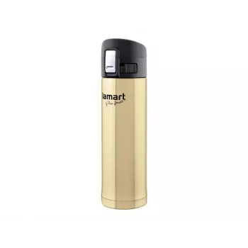 Isolierflasche LAMART LT4009 420 L Gold, Edelstahlinnenfläche, Druckknopföffnung, Ø 6,4 cm
