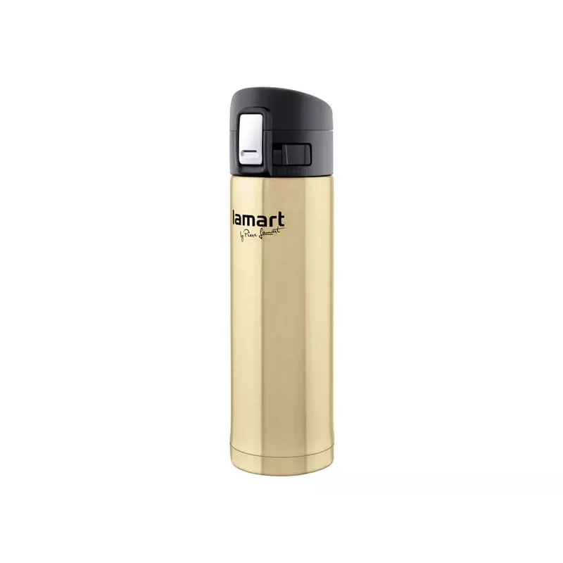 Isolierflasche LAMART LT4009 420 L Gold, Edelstahlinnenfläche, Druckknopföffnung, Ø 6,4 cm