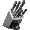 Messer-/Messerblockset ZWILLING 35145-007-0 – 7-teilig mit Kochmesser, Schälmesser, Brotmesser, Küchenschere, schwarzer Block