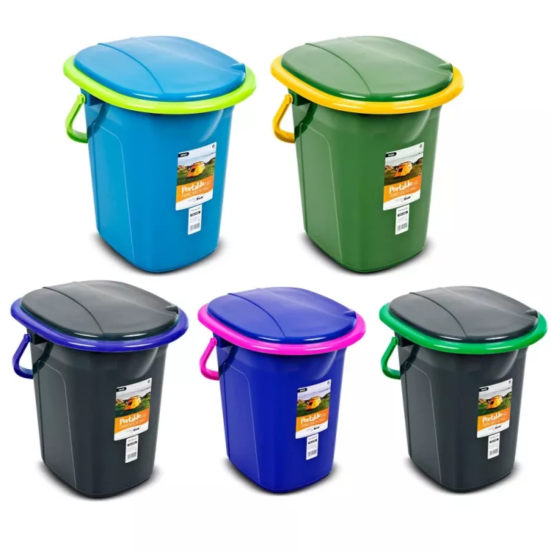 GreenBlue GB320BR 19L tragbarer Camping-Toiletteneimer Reise Festival mit Griff abnehmbarer Sitz - Marineblau & Pink