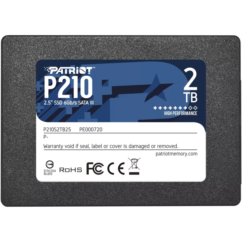 2,5 Zoll SATA III SSD PATRIOT P210 2 TB — 500 MB/s Lesen, 400 MB/s Schreiben, 7 mm